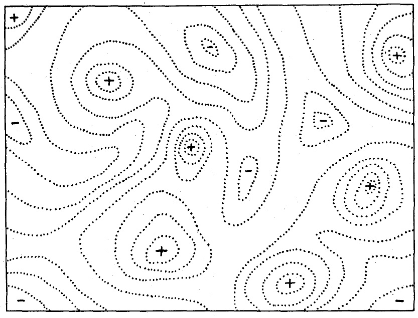 A evolução da aptidão de uma população pode ser estudada visualizando a distribuição dos valores de aptidão de diferentes genótipos como um tipo de paisagem. Retirado de Wright ([1932](http://www.esp.org/books/6th-congress/facsimile/contents/6th-cong-p356-wright.pdf)).